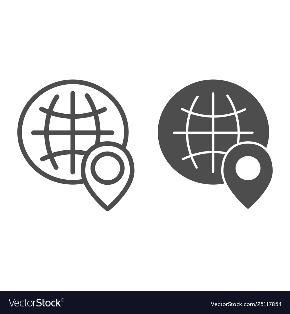 Globe location line and glyph icon world map Vector Image Globe location line and glyph icon world map