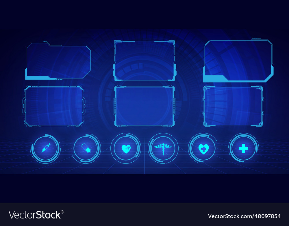 Gui hud ui hi-tech frame screens and small vector image Gui hud ui hi-tech frame screens and small