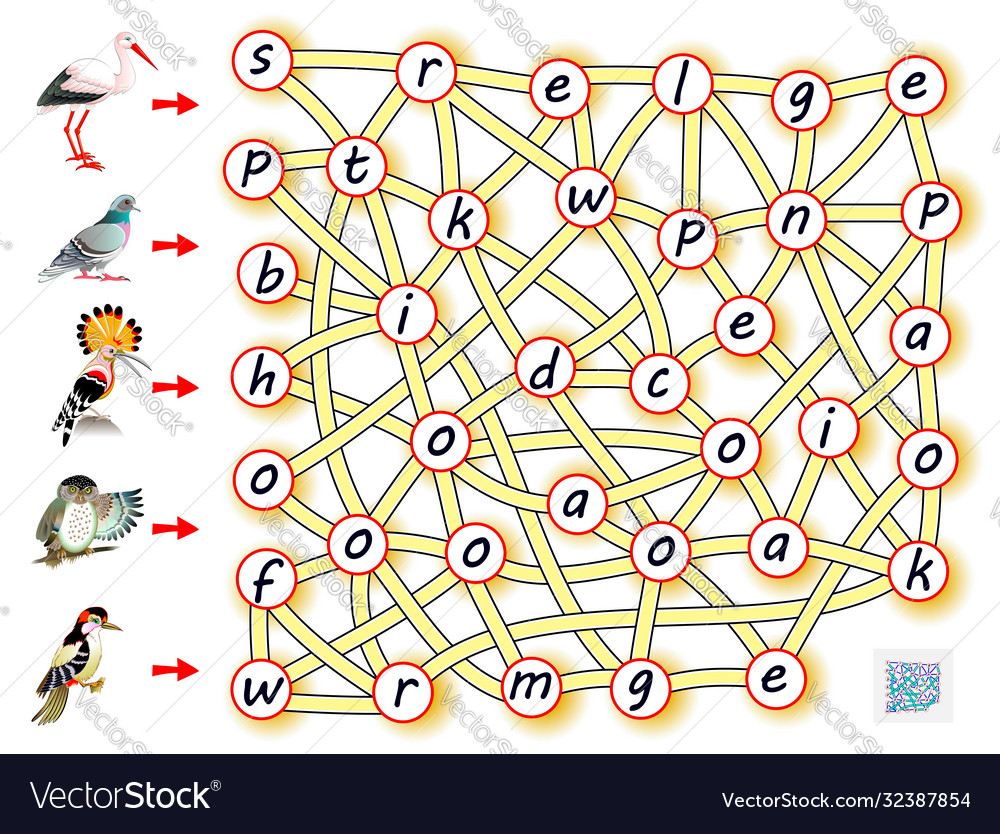 Logic puzzle game for study english vector image Logic puzzle game for study english