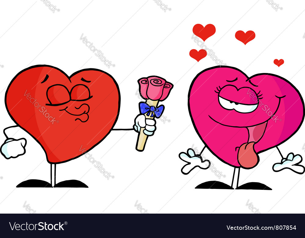 Male giving roses to female Royalty Free Vector Image