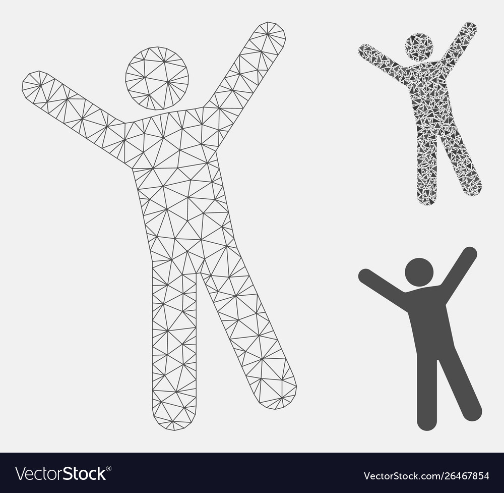 Man joy mesh carcass model and triangle Vector Image Man joy mesh carcass model and triangle