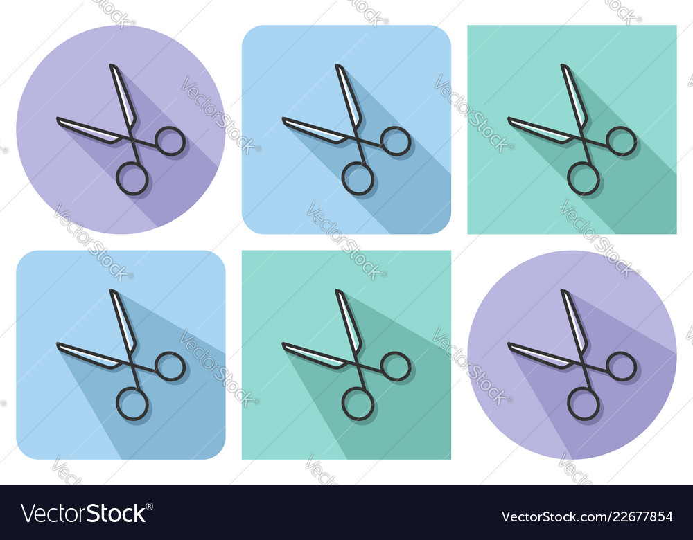 Outlined icon of scissors with parallel vector image Outlined icon of scissors with parallel