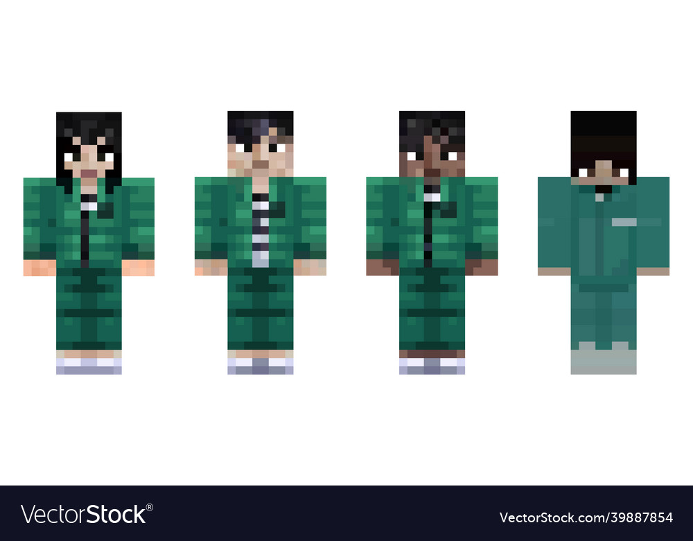 Pixel character squid game hero vector image Pixel character squid game hero