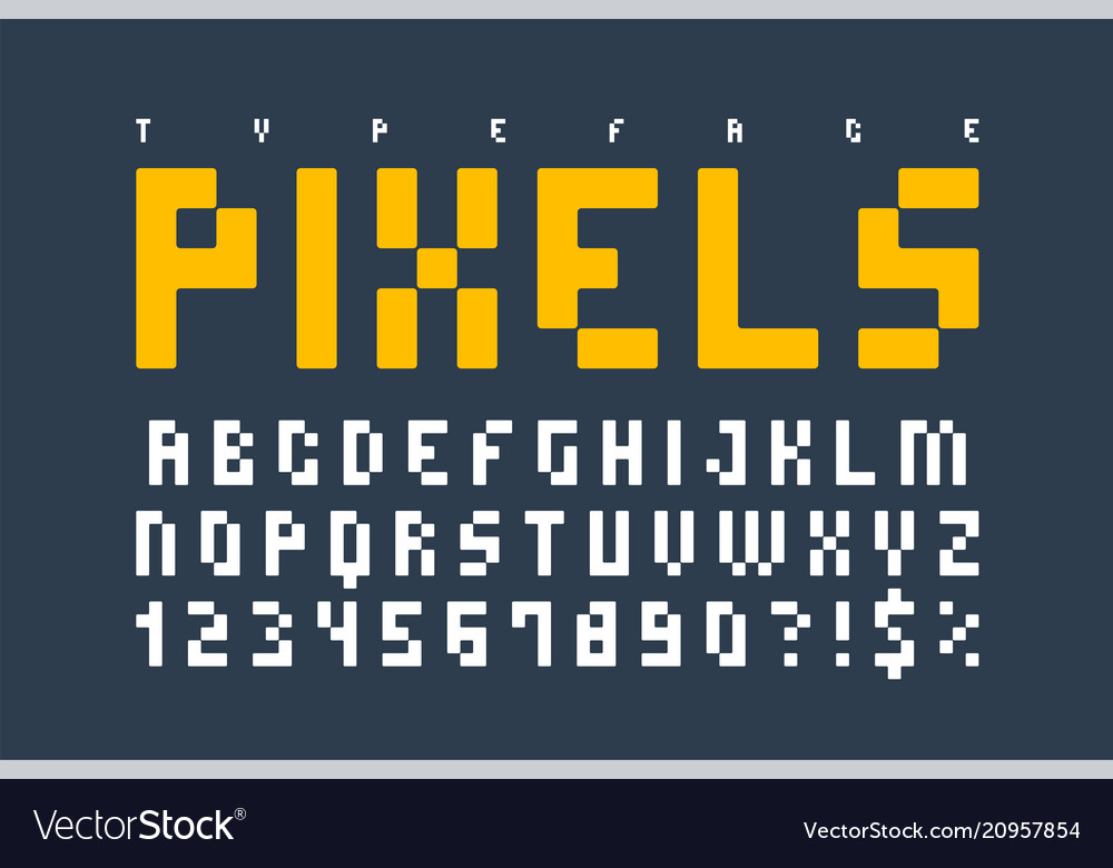 Pixel trendy typeset simple font system computer Vector Image