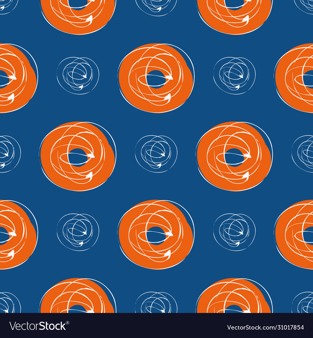 Scribbled ink line circle seamless pattern vector image Scribbled ink line circle seamless pattern