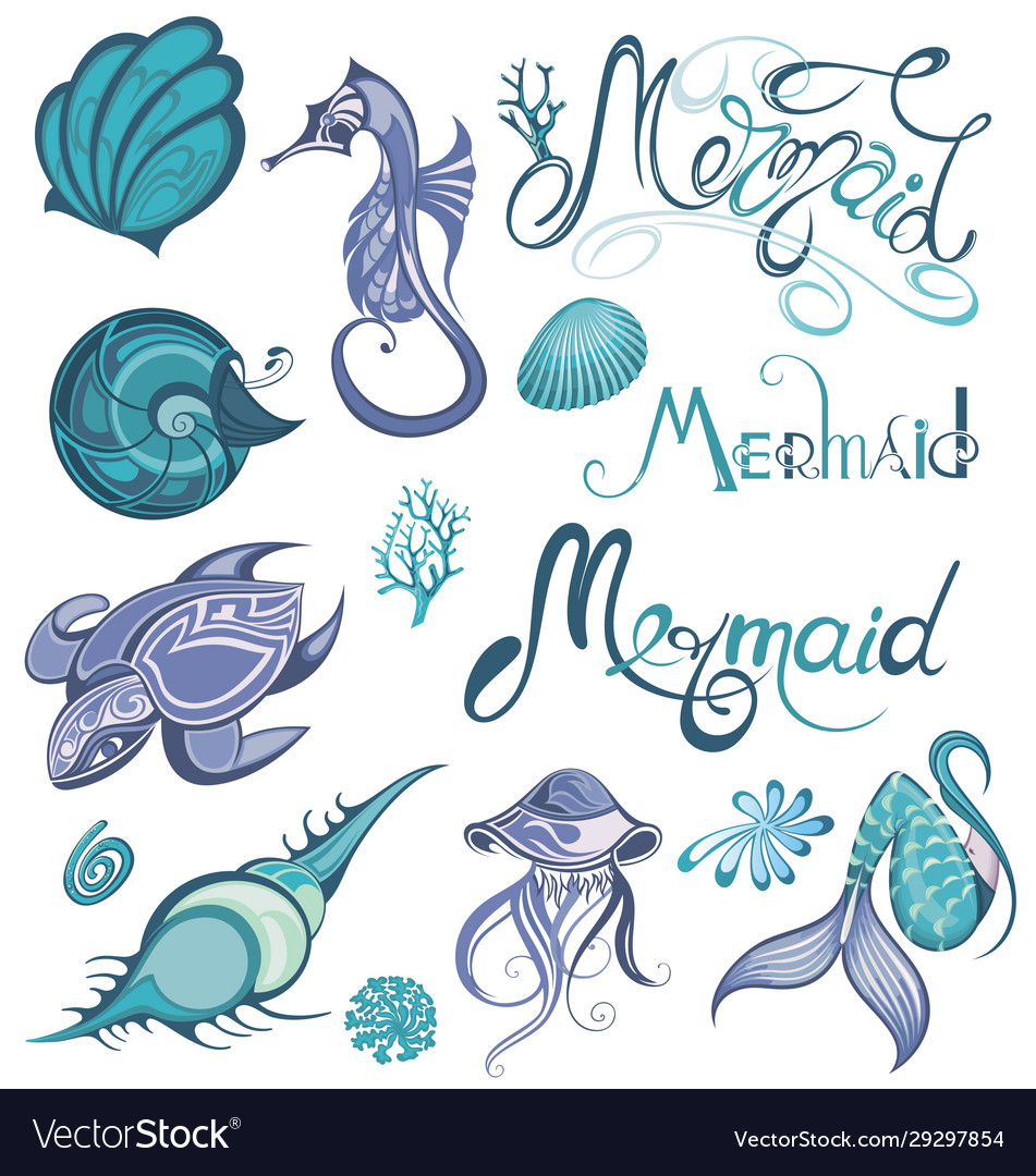 Sea set Royalty Free Vector Image - VectorStock