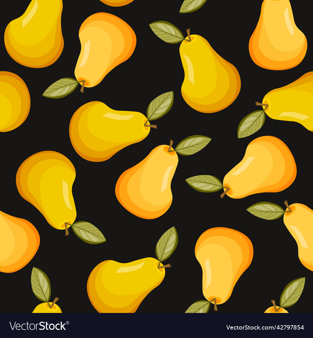 Seamless pattern with pear on black background vector image Seamless pattern with pear on black background
