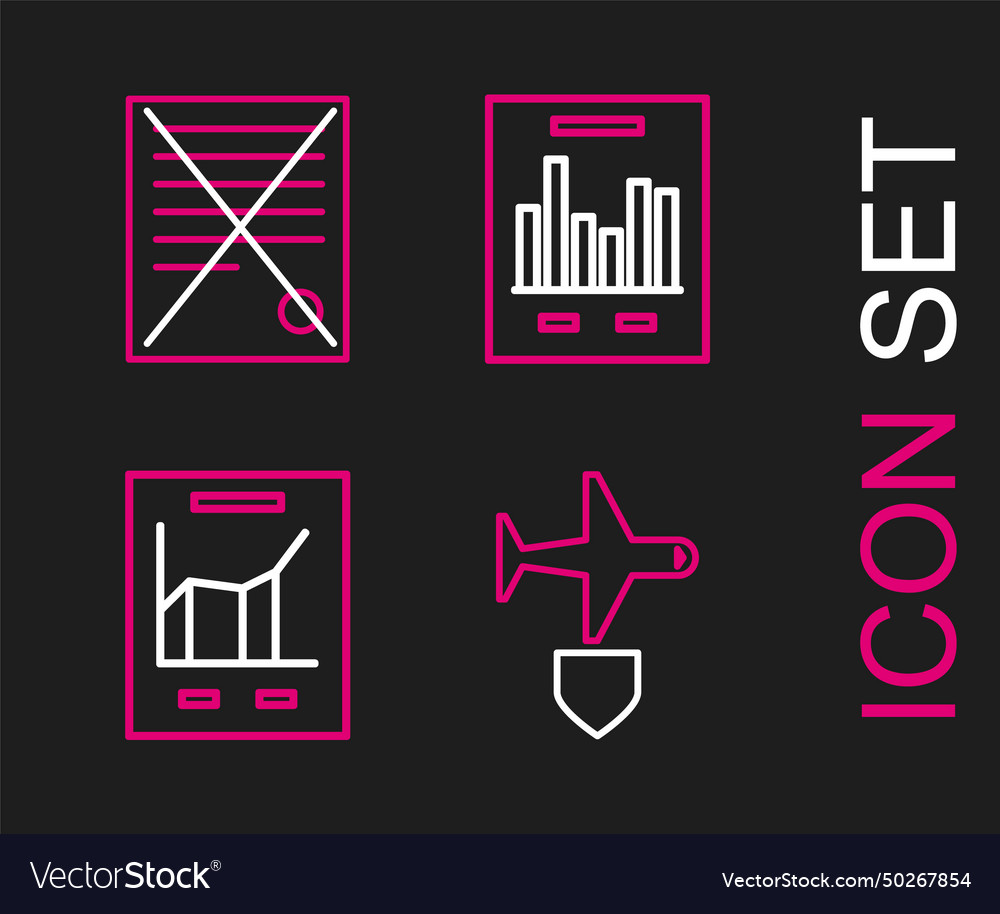 Set line plane with shield document graph chart
