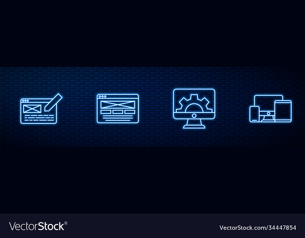 Set line web development ui or ux design