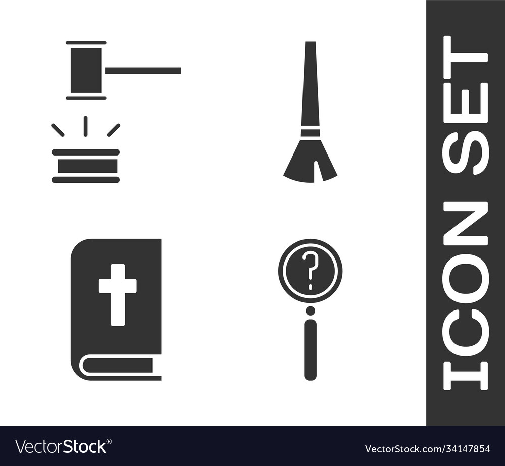 Set magnifying glass with search judge gavel