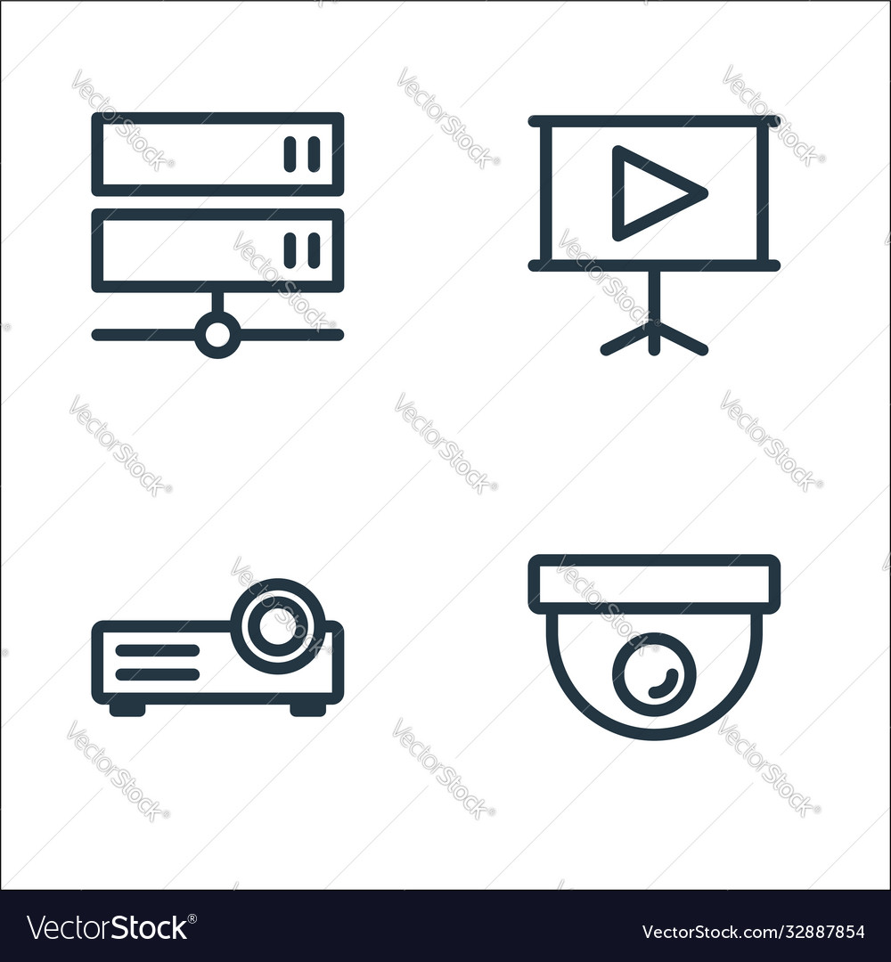 Technology line icons linear set quality vector image Technology line icons linear set quality