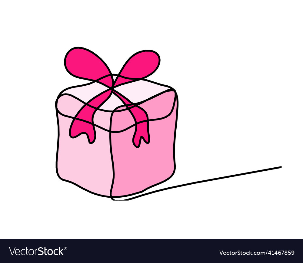 Abstract color present box as continuous line