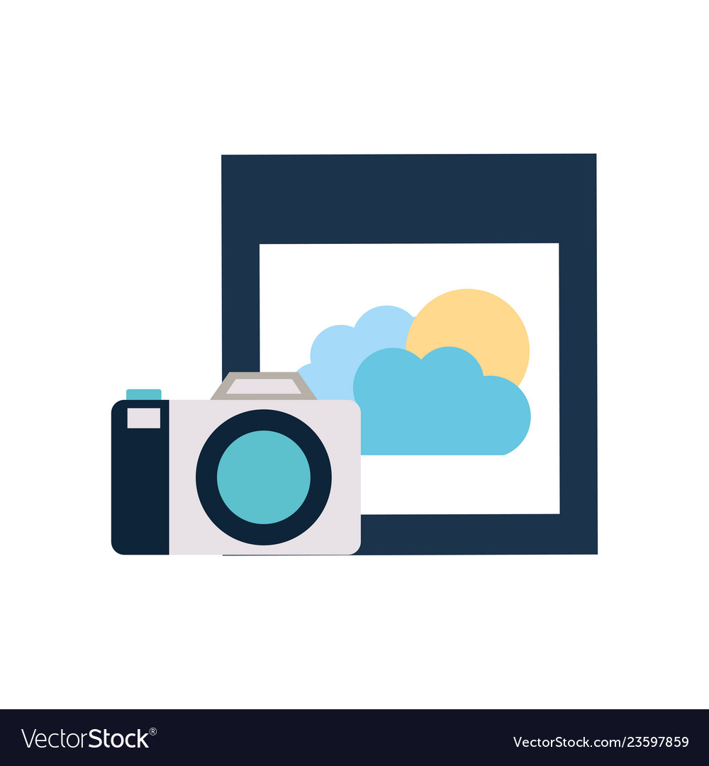 Camera with set icons isolated icon vector image Camera with set icons isolated icon