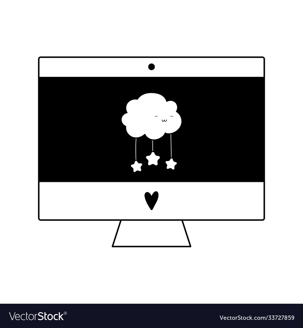 Computer monitor screen device isolated icon line