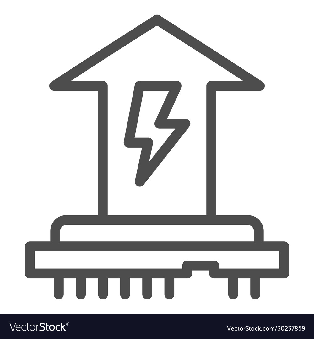 Cpu power consumption line icon microchip and up vector image Cpu power consumption line icon microchip and up