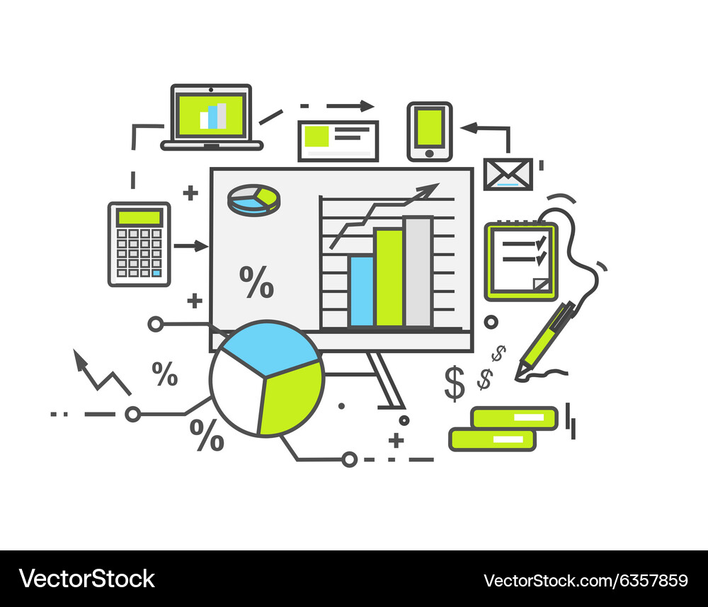 Data analysis icon flat design Royalty Free Vector Image