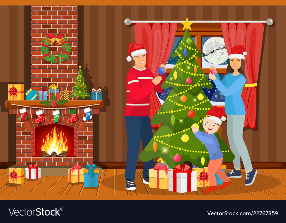 Family Decorating Christmas Tree Royalty Free Vector Image - A Family By Decorating Christmas Tree At Home Family Decorating Christmas Tree Royalty Free Vector Image - A Family By Decorating Christmas Tree At Home