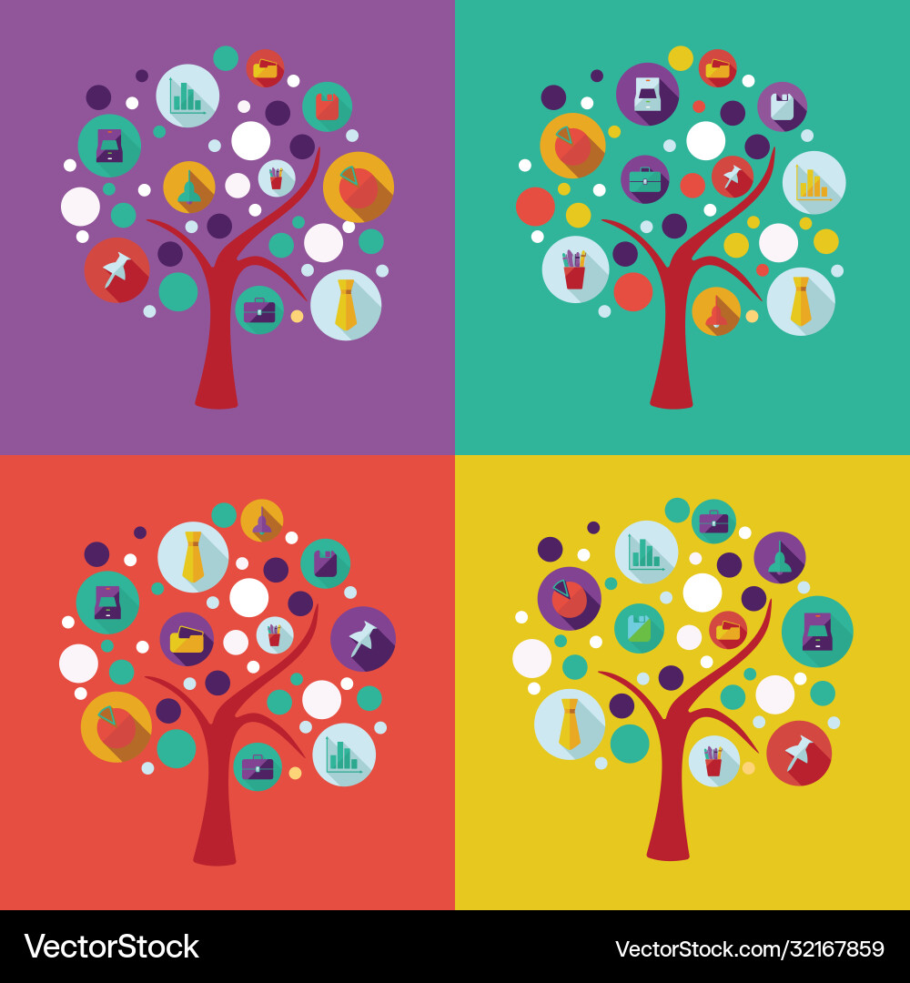 Flat concept set modern design with shadow office Vector Image