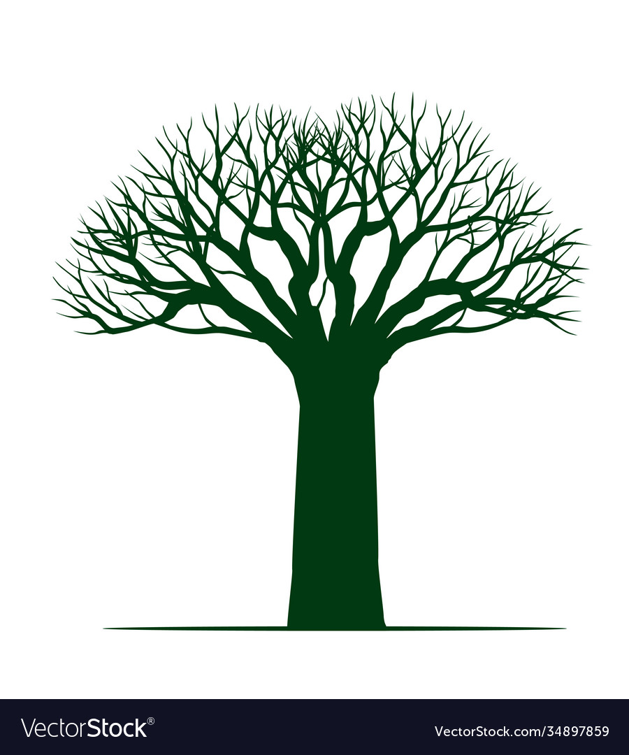 A Tree Without Roots Green old tree without roots leaves Royalty Free Vector