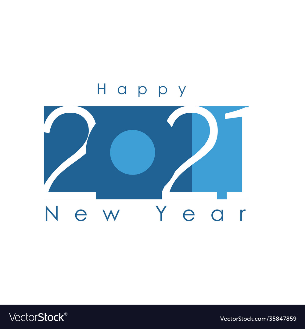 Happy new year celebration lettering in blue vector image Happy new year celebration lettering in blue