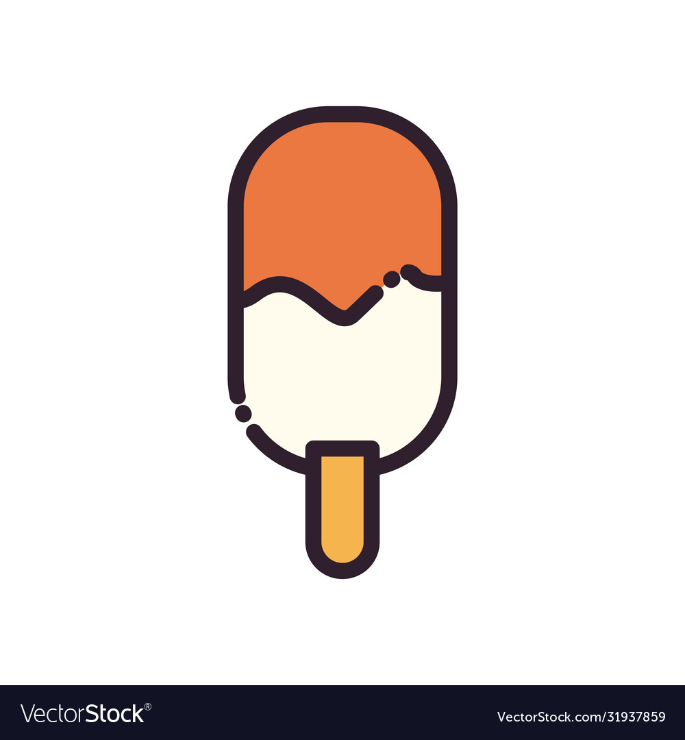 Isolated ice cream with stick fill and line style