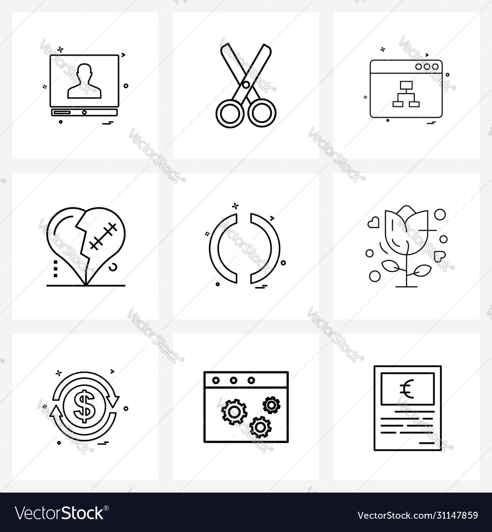 Isolated symbols set 9 simple line icons