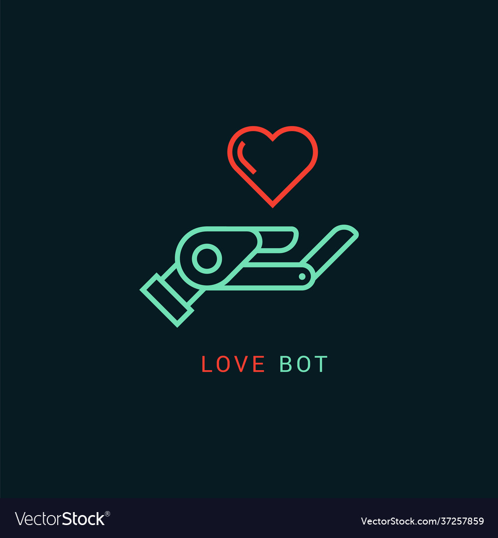 Love bot linear icon is robots hand vector image Love bot linear icon is robots hand