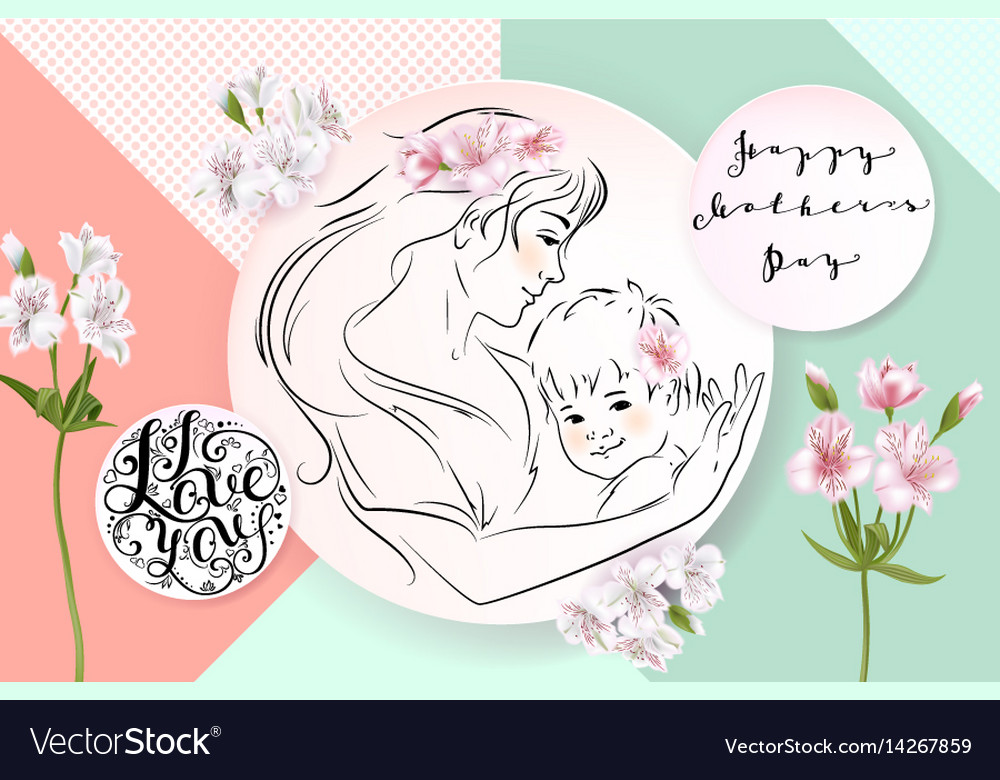 Mothers day greeting card flowers and mother