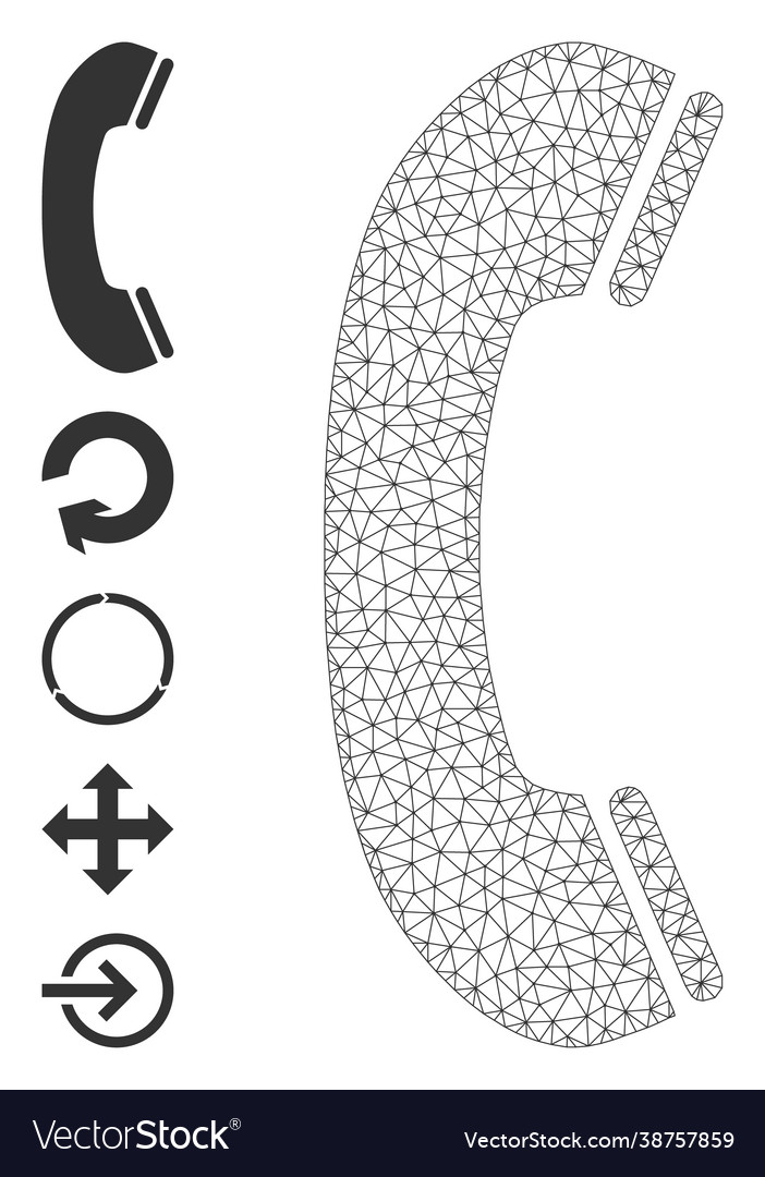 Polygonal net phone receiver icon with simple vector image Polygonal net phone receiver icon with simple