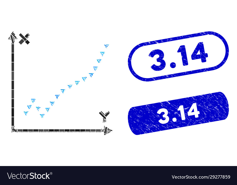 Rectangle collage dotted function plot vector image Rectangle collage dotted function plot