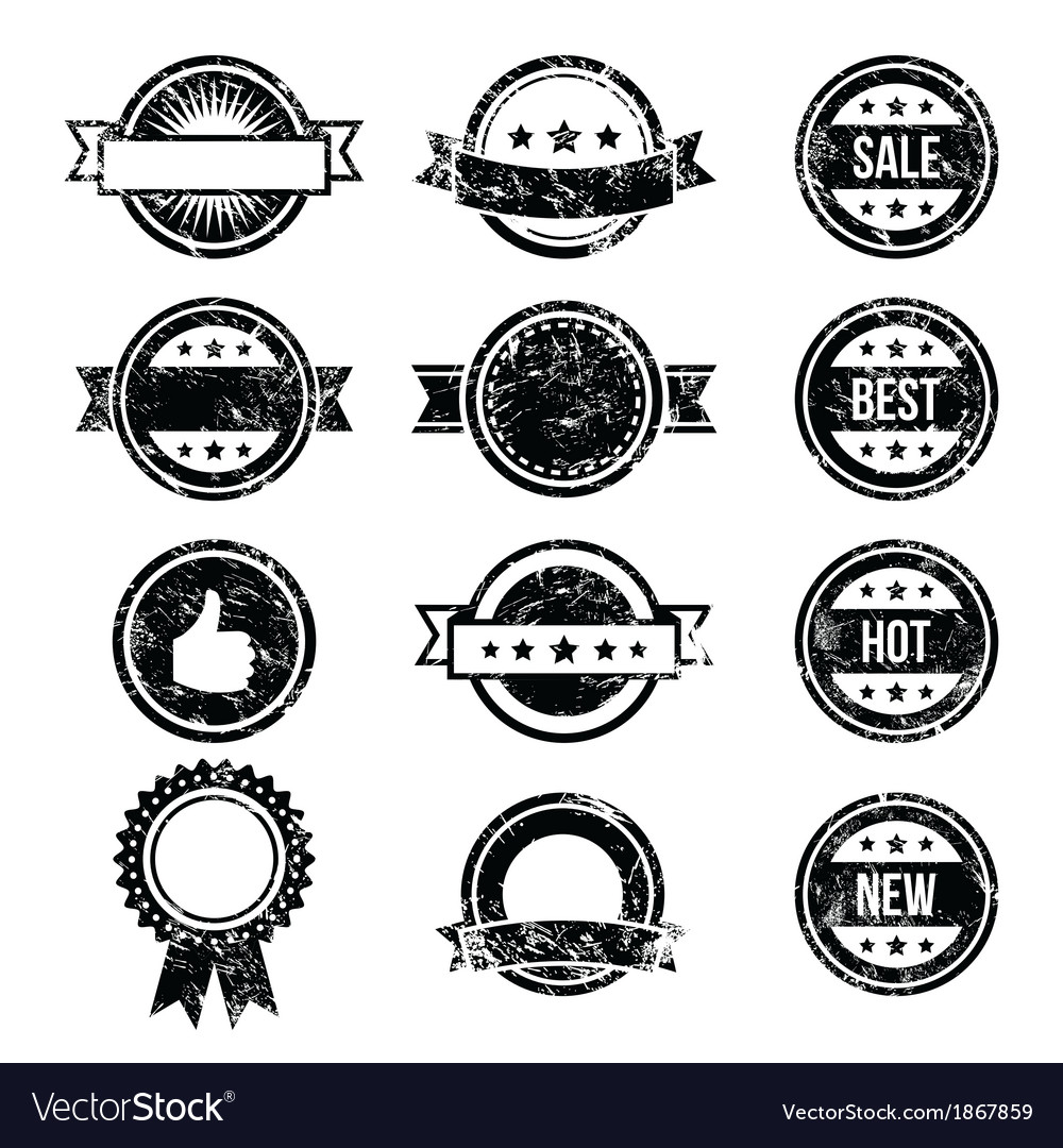 Retro ribbons vintage scrathed bookmarks set Vector Image