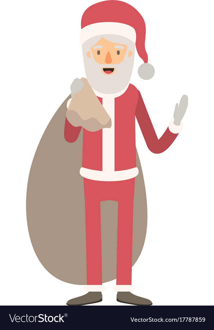 Santa claus caricature full body with gift bag hat