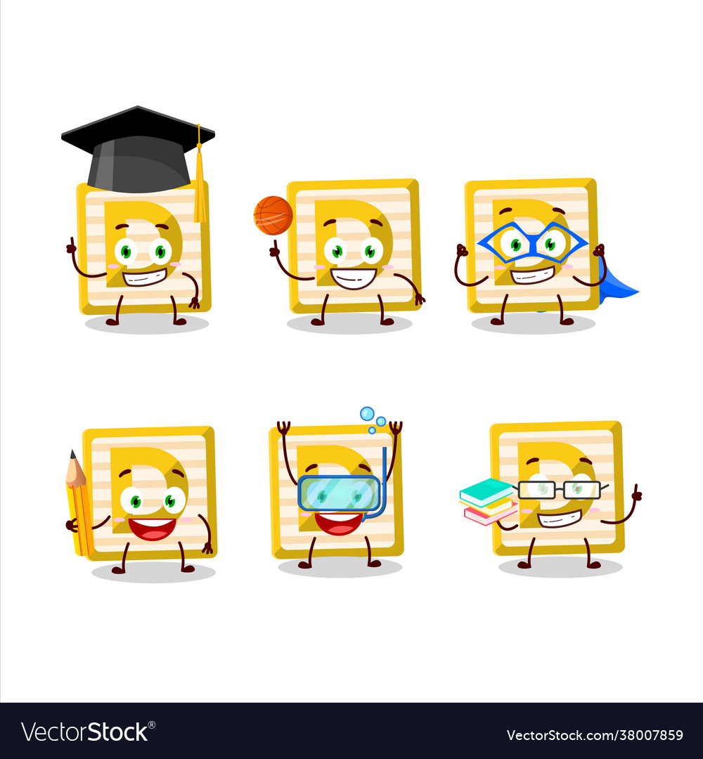 School student toy block d with various expression