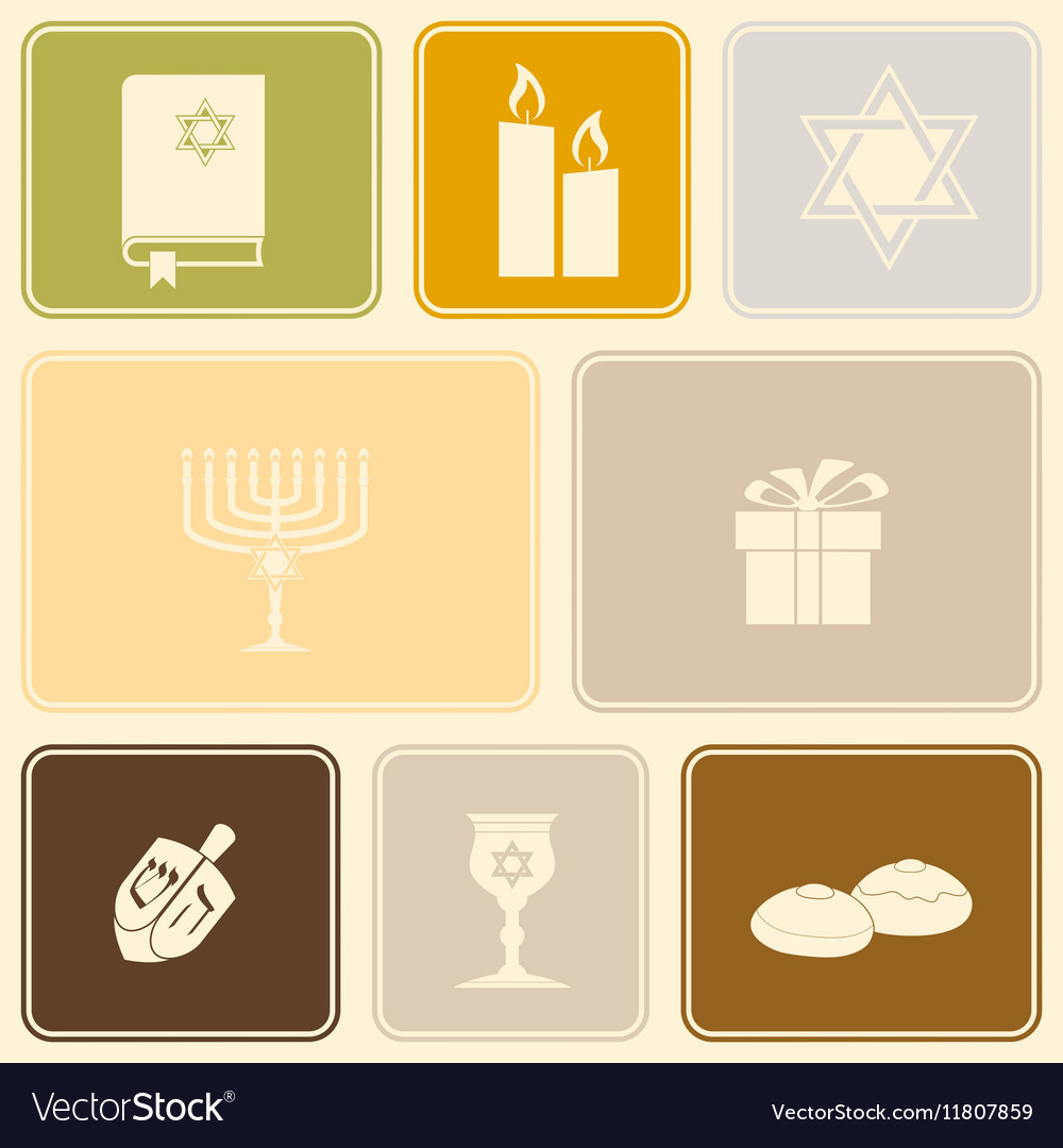 Seamless pattern with hanukkah symbol icons