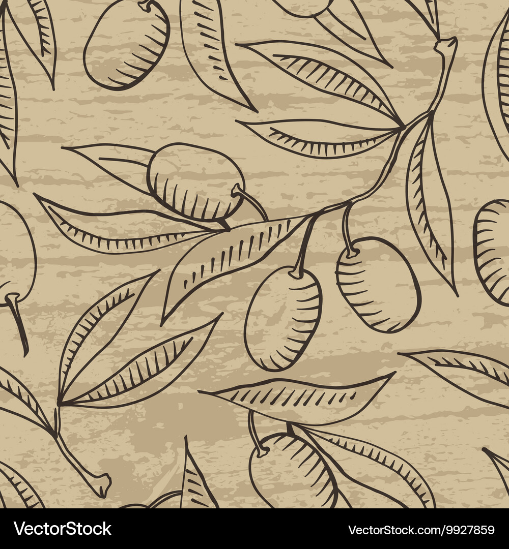 Seamless pattern with Olive branch Royalty Free Vector Image