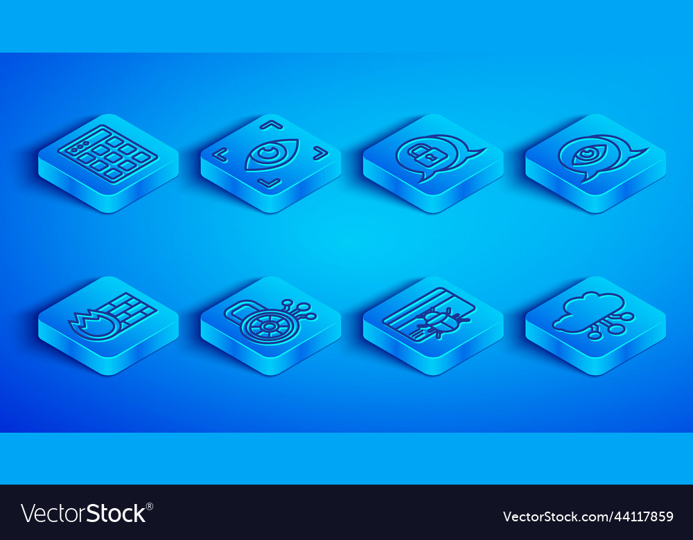 Set line password protection eye scan cyber vector image Set line password protection eye scan cyber