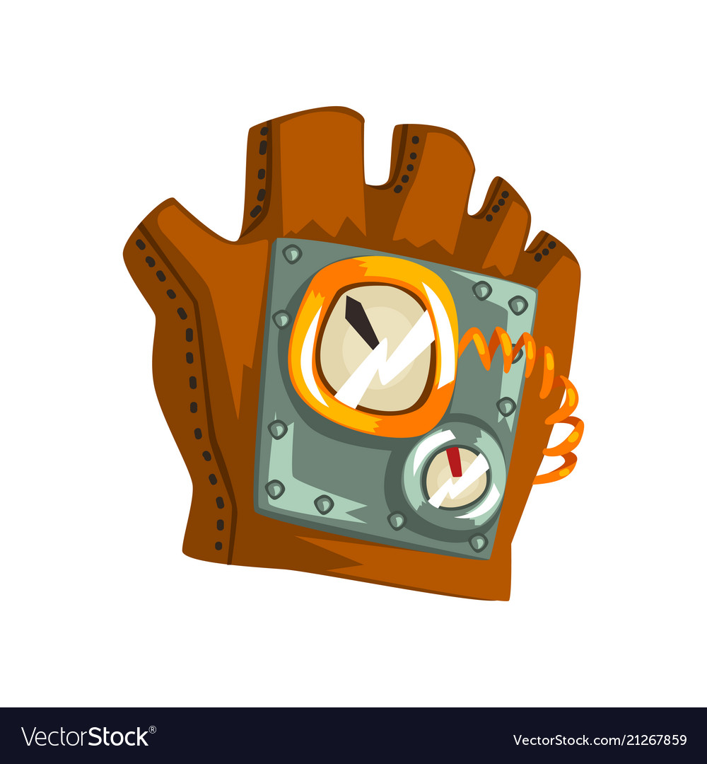 steampunk leather glove with measuring devices vector image