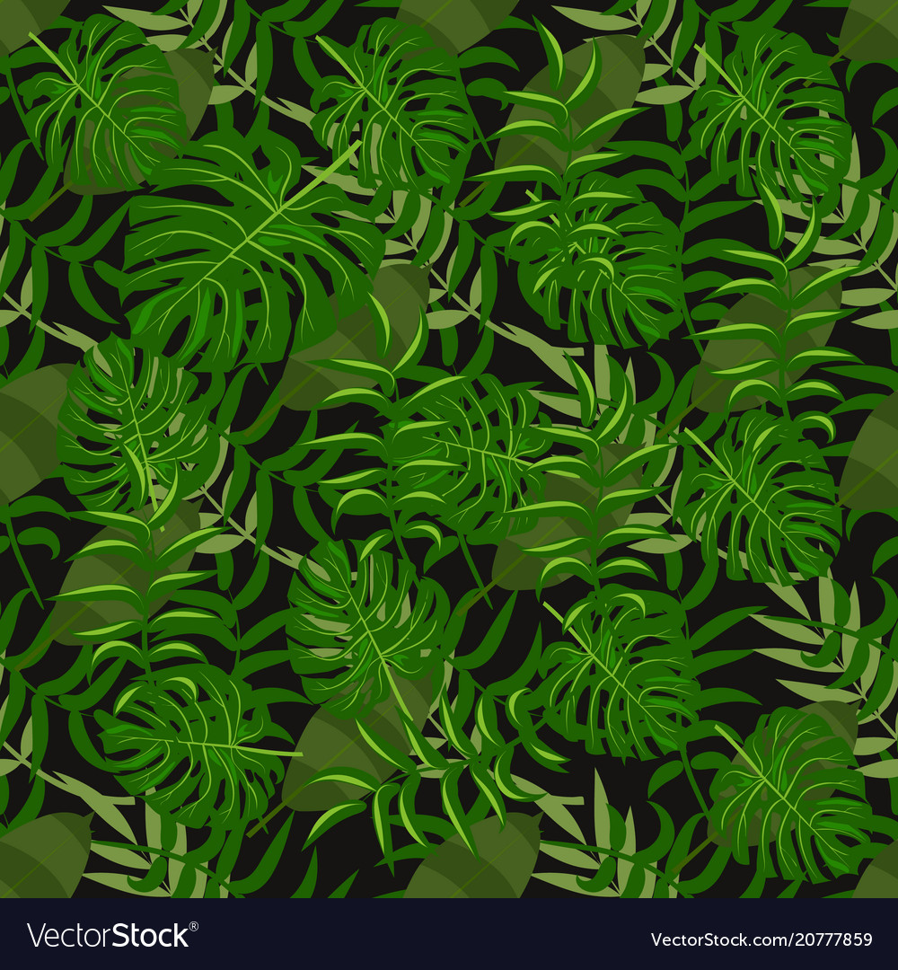 Tropical pattern palm summer green leaves