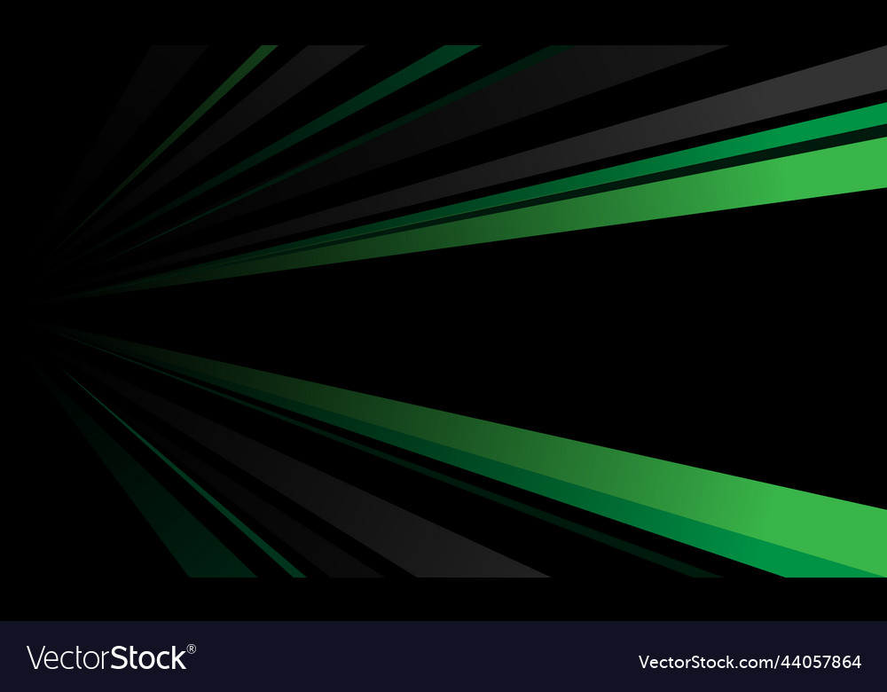 Abstract Green Grey Line Zoom Speed On Black Vector Image