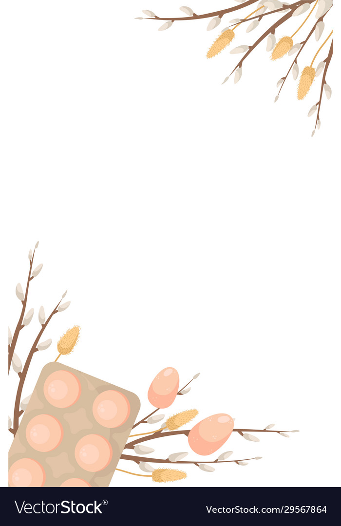 Easter template with space for text flat lay vector image Easter template with space for text flat lay