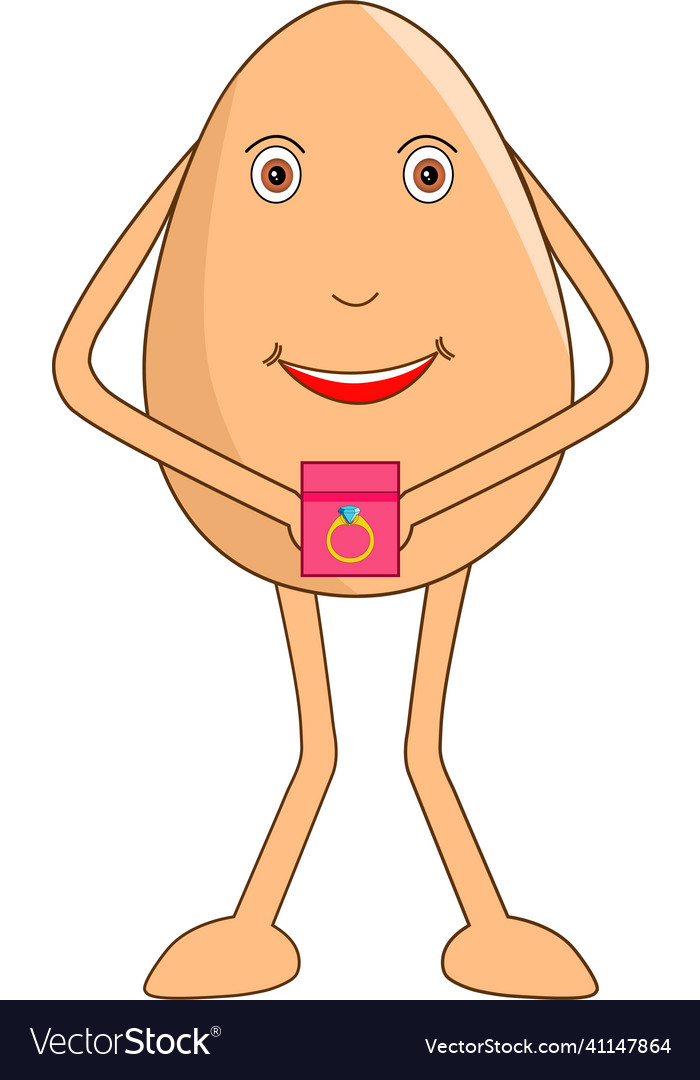 Egg cartoon with a ring in his hand for valentine Vector Image