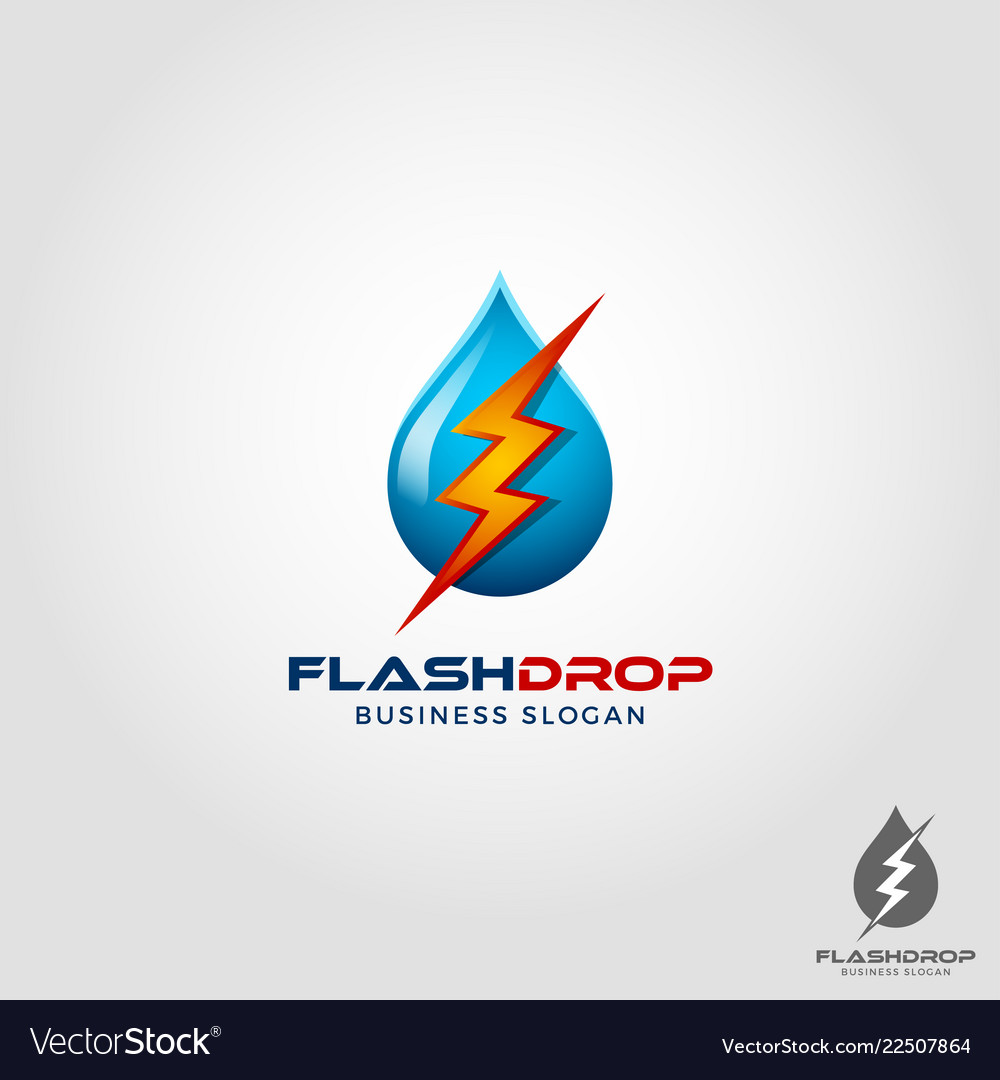 Flash drop - electric water logo template