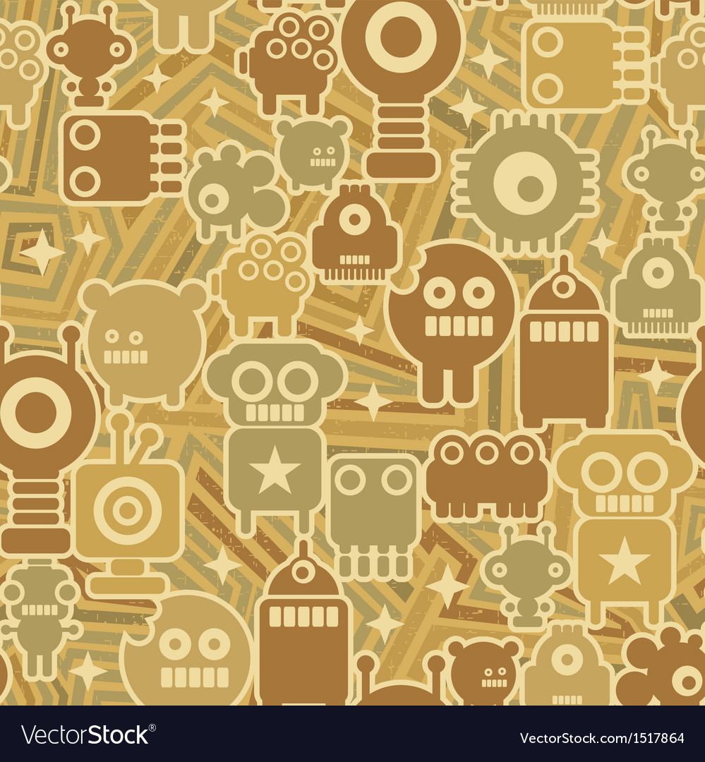 Retro seamless background with robots