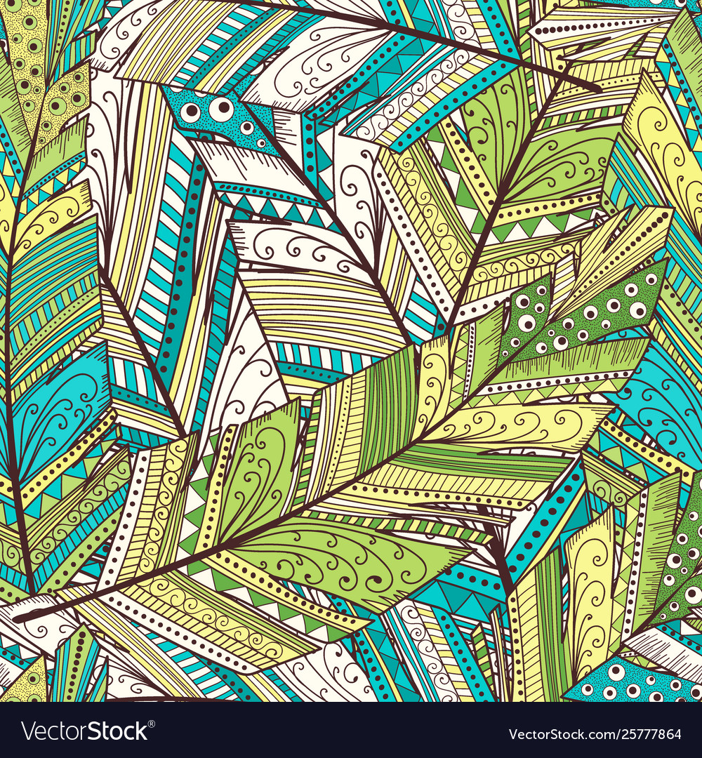 Seamless pattern with abstract featherhand draw vector image Seamless pattern with abstract featherhand draw