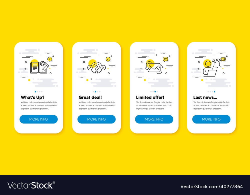 Set of refresh mail quiz test vector image Set of refresh mail quiz test