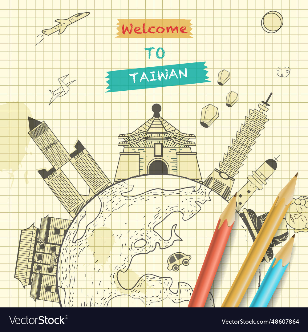 Taiwan travel poster vector image Taiwan travel poster