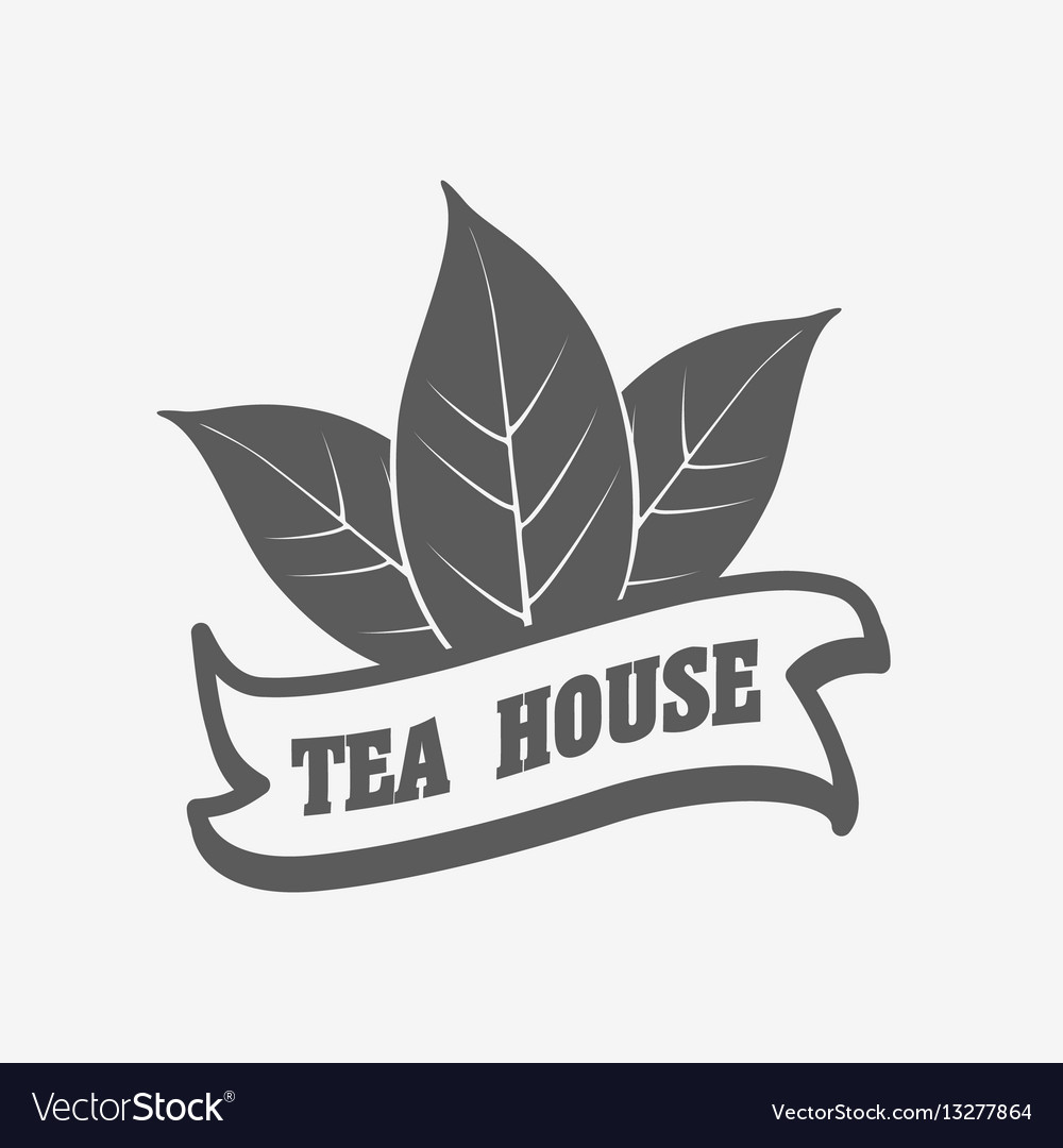 Tea house logo label or badge template