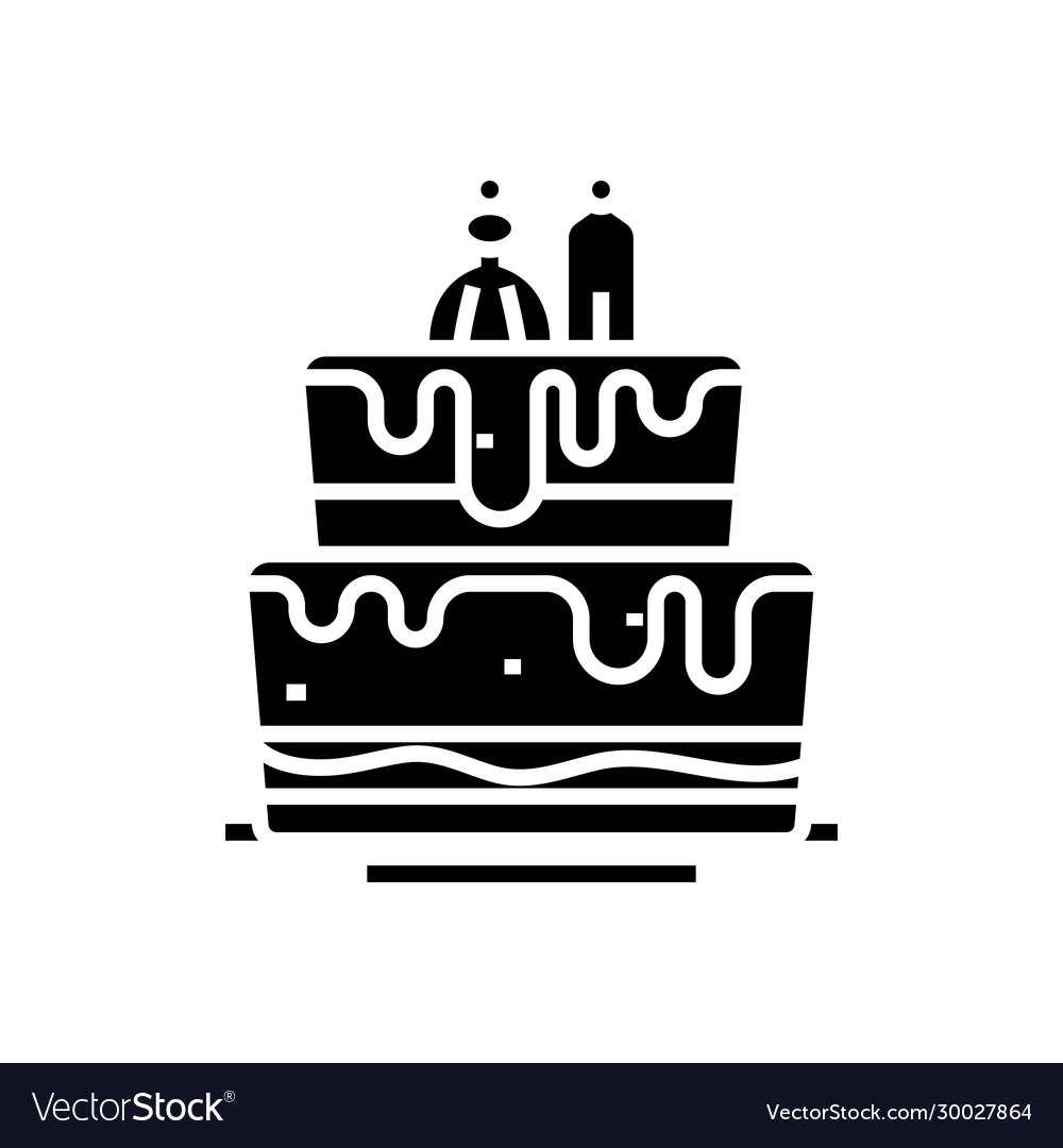 Wedding cake black icon concept