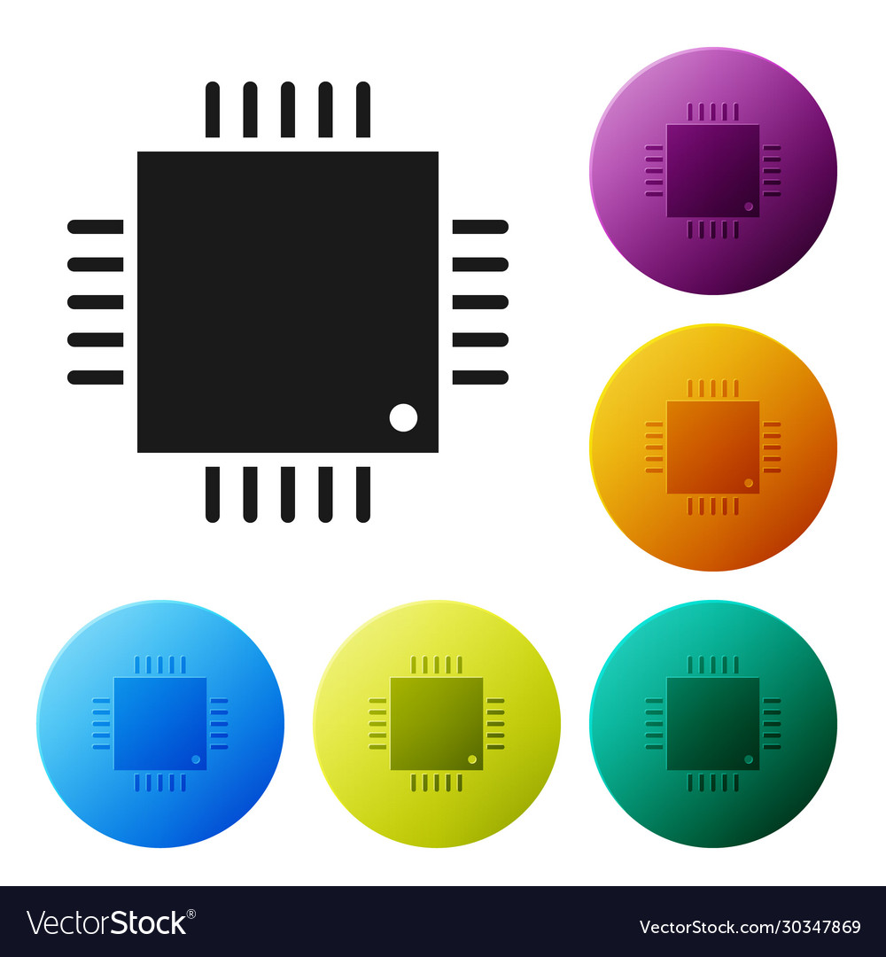 Schwarzer Computerprozessor mit Mikroschaltungen cpu vector image Schwarzer Computerprozessor mit Mikroschaltungen cpu