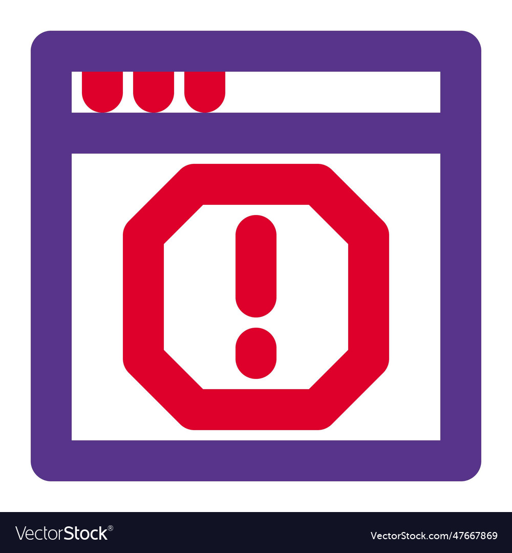 Browser warning with alert exclamation sign